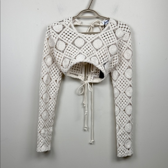 Andrea Iyamah hira Keyhole Crochet Crop Top Swim Cover-Up xs - Picture 6 of 15
